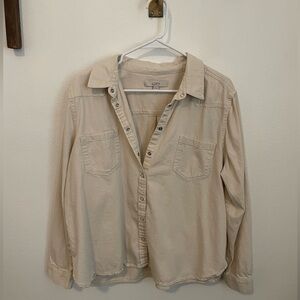 Ann Taylor LOFT Cowboy Pearl Snap Cotton Shirt